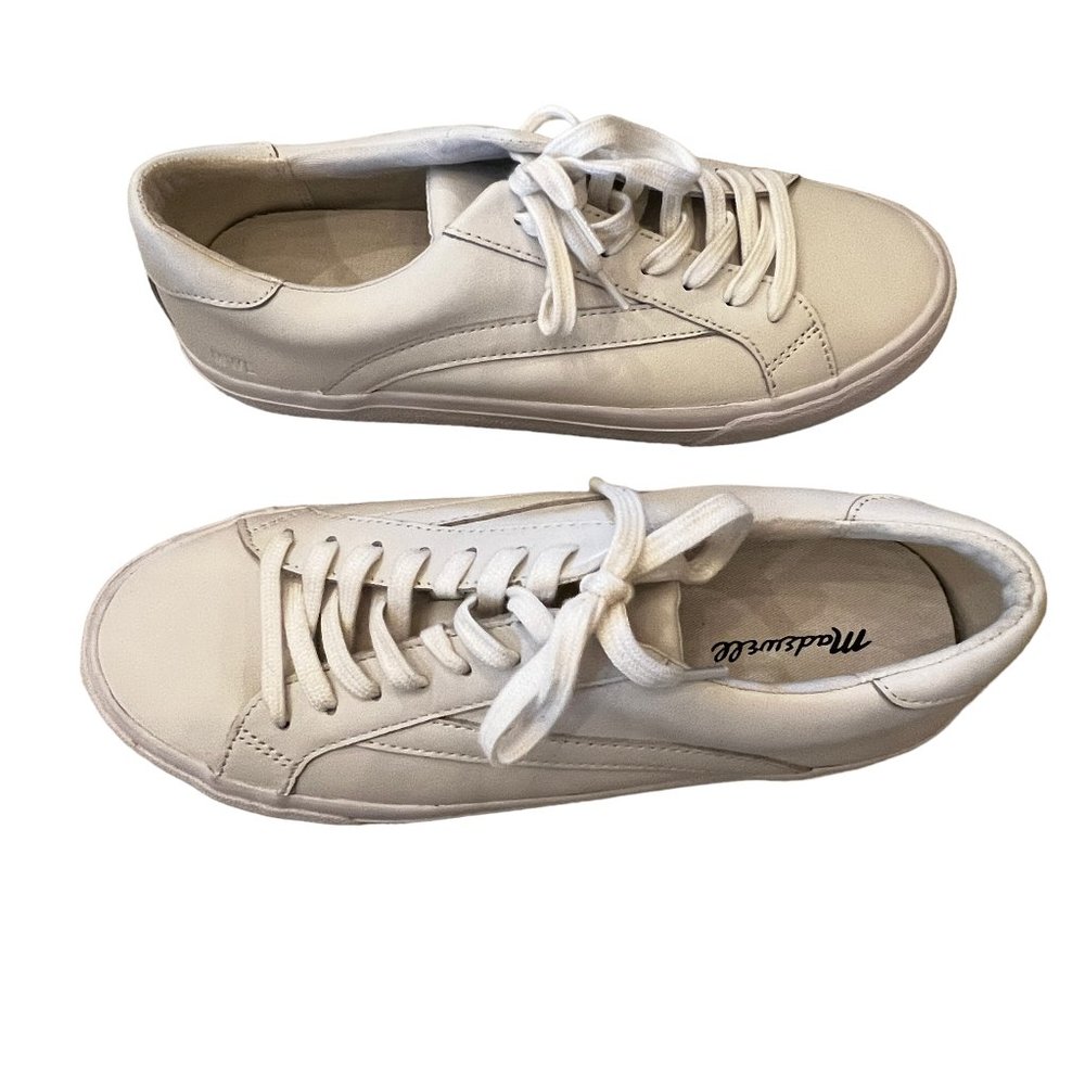Always in style! New Madewell Unisex White Leather Sneakers Women Sz 9 &… - Picture 9 of 13